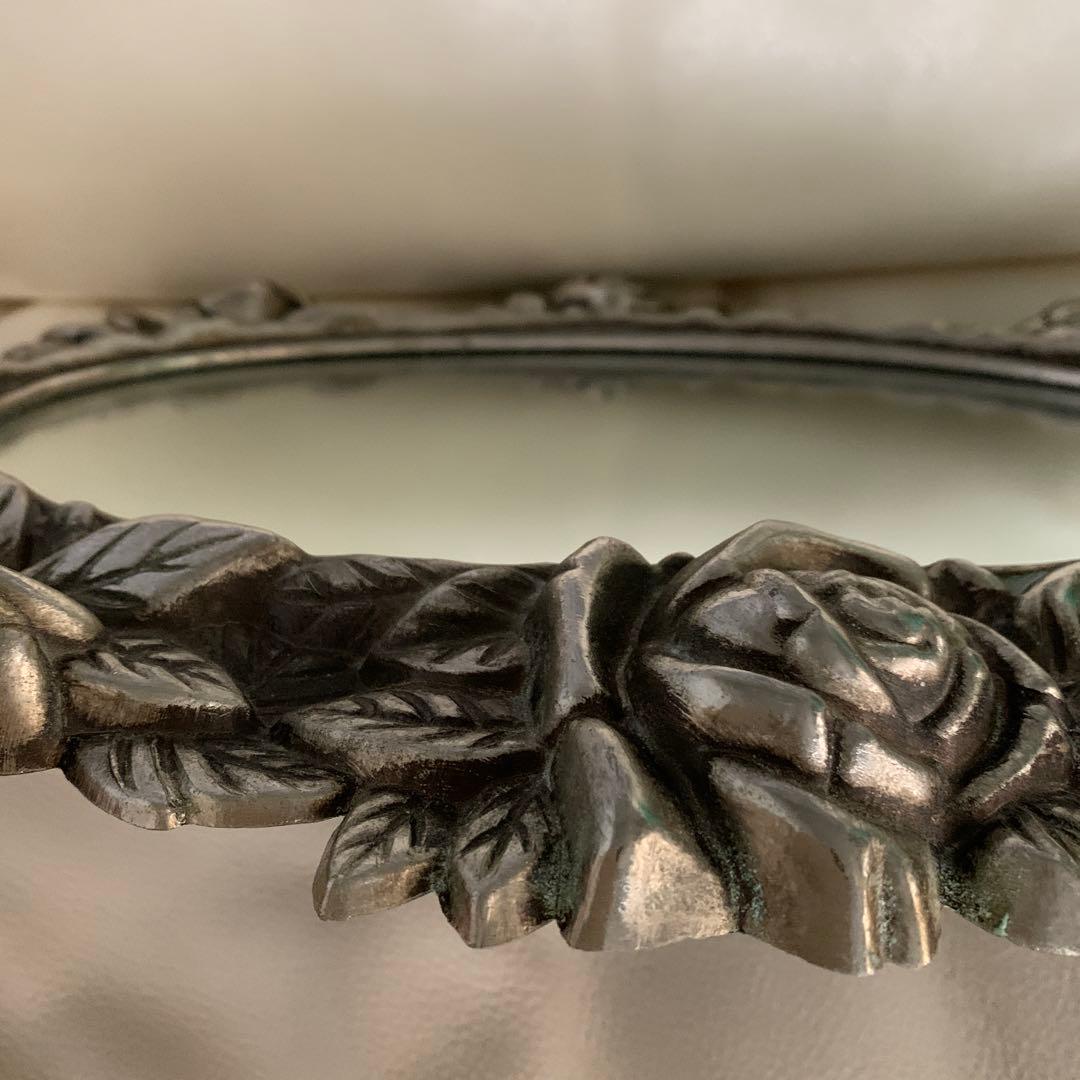 鏡 ウォールミラー 薔薇 アンティーク風