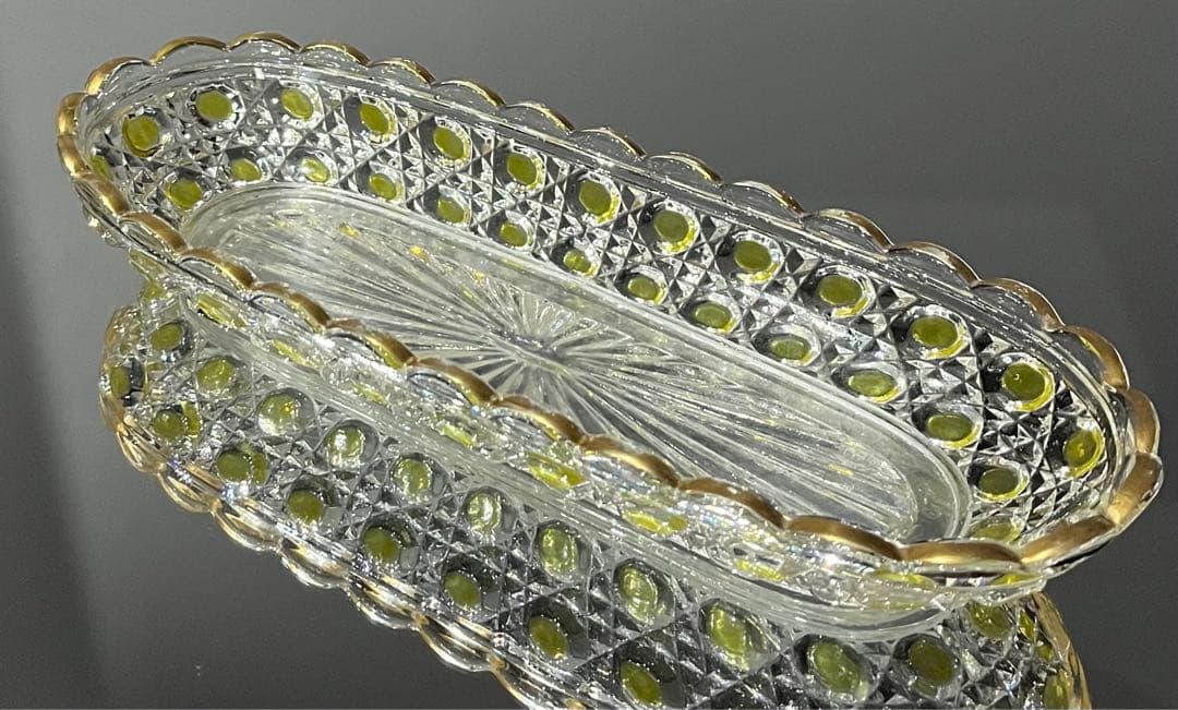 Baccaratバカラ/※ディアマン・ピエーリー 金彩黄色被装飾 長皿