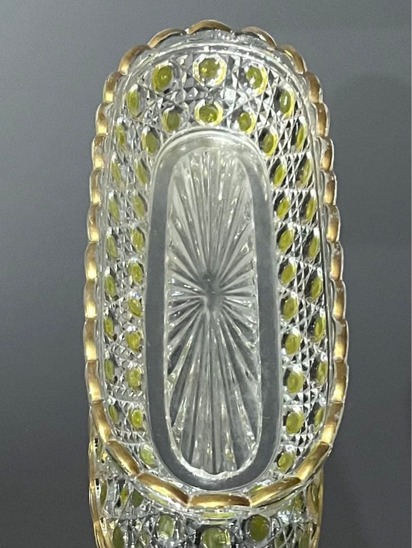 Baccaratバカラ/※ディアマン・ピエーリー 金彩黄色被装飾 長皿