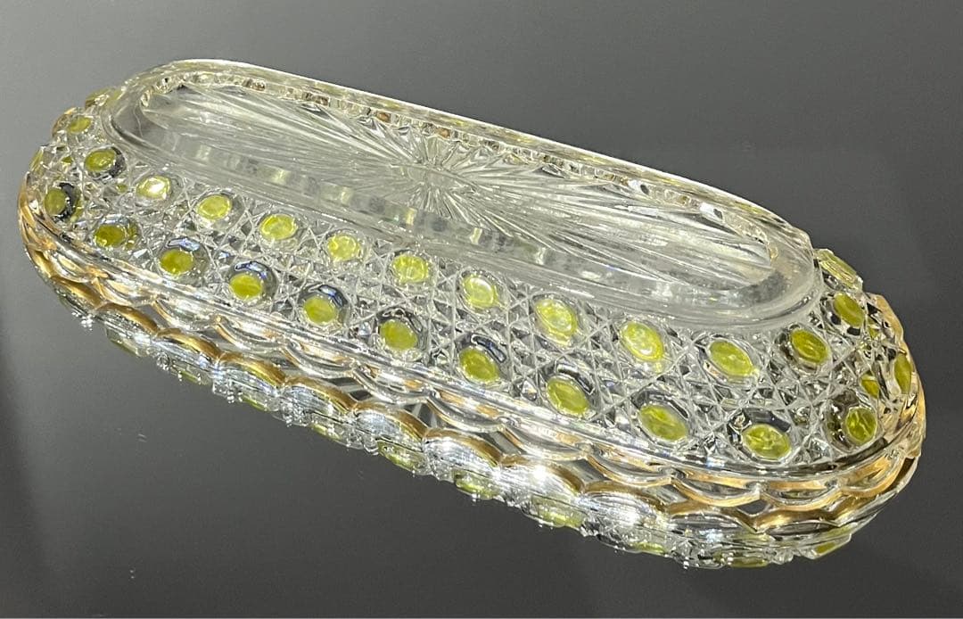 Baccaratバカラ/※ディアマン・ピエーリー 金彩黄色被装飾 長皿