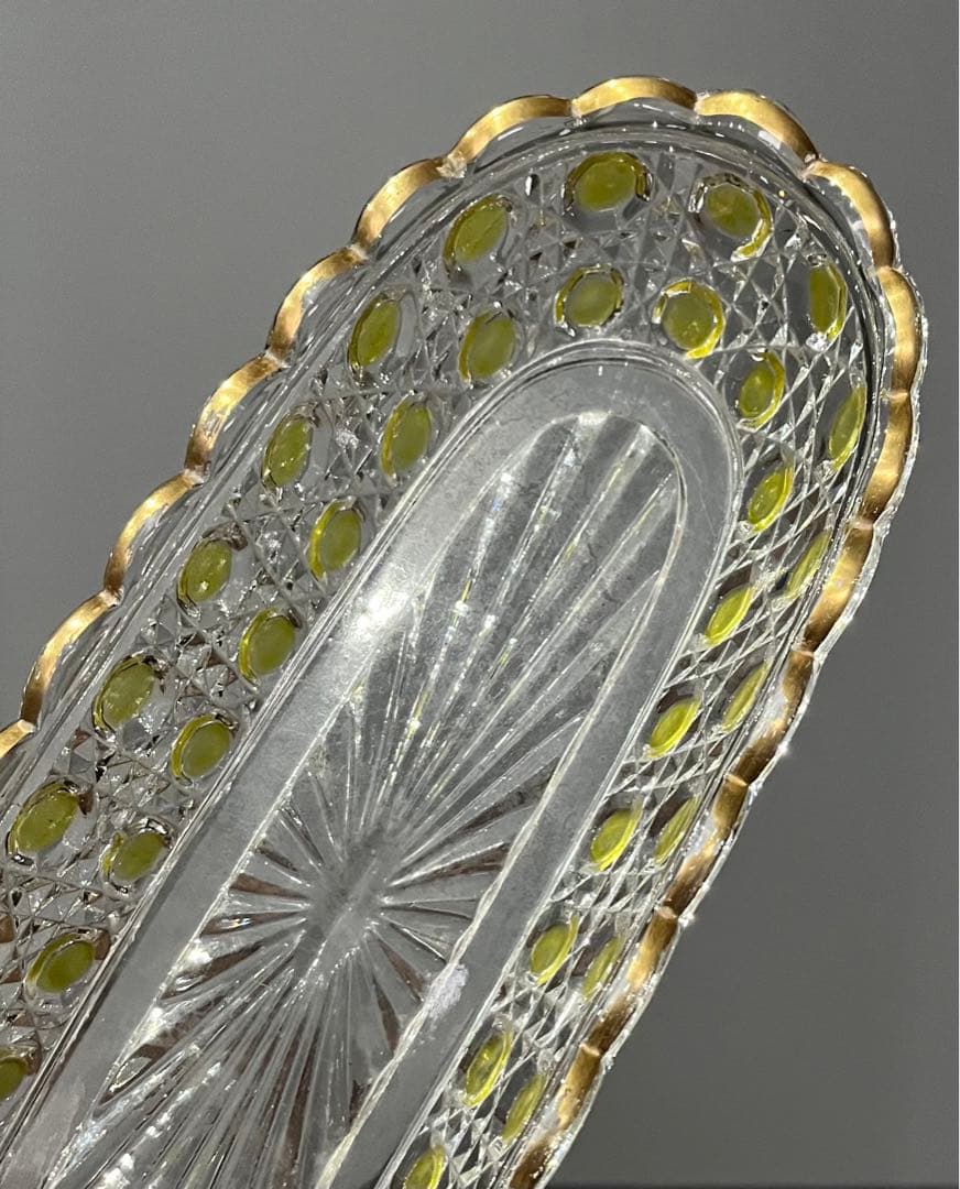 Baccaratバカラ/※ディアマン・ピエーリー 金彩黄色被装飾 長皿