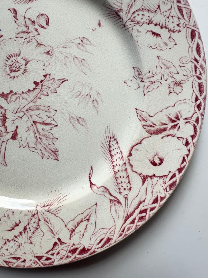 クレイユモントロー　フランス　アンティークプレート　皿　ヴィンテージ　ブロカント