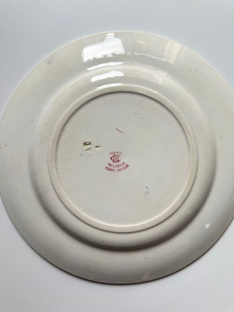 クレイユモントロー　フランス　アンティークプレート　皿　ヴィンテージ　ブロカント