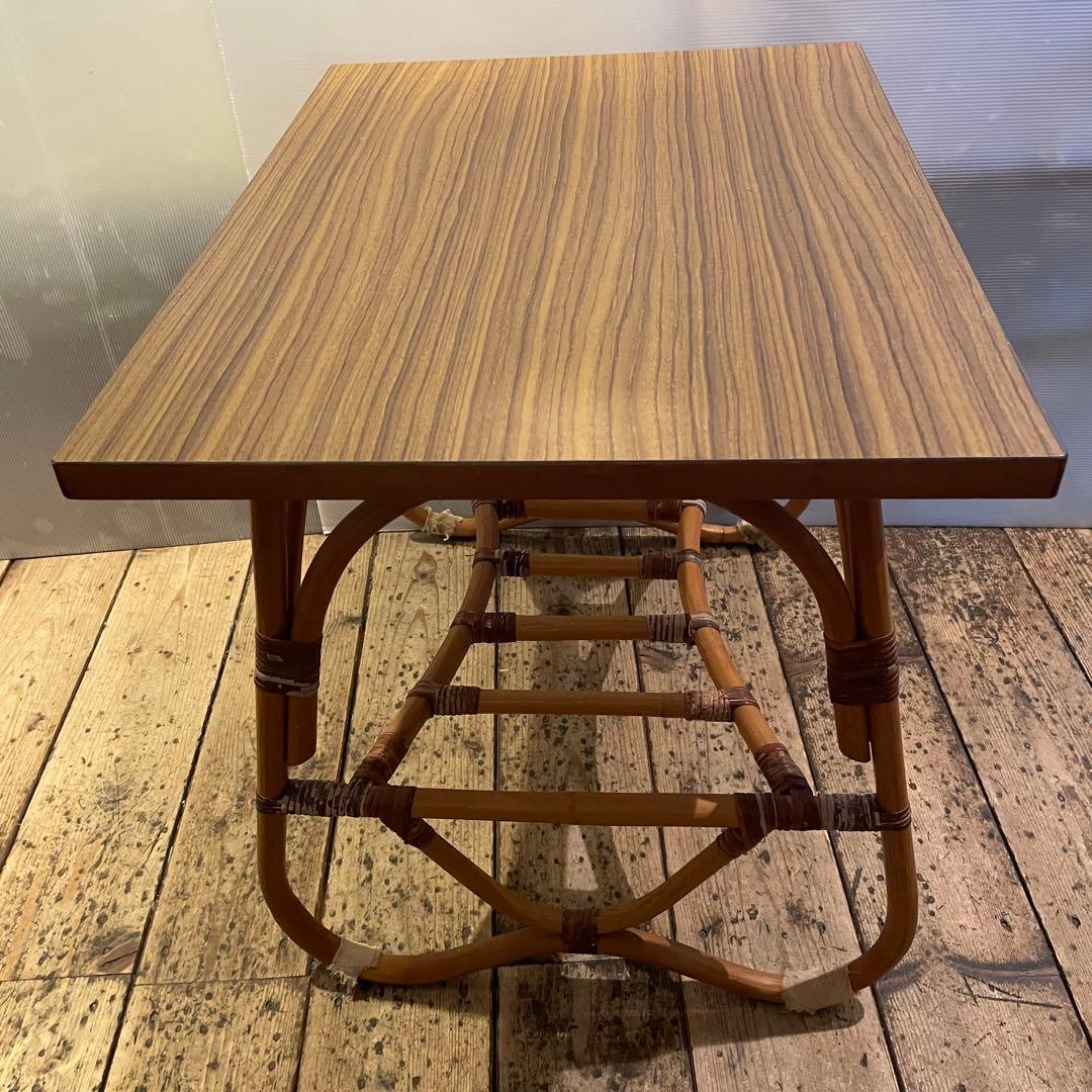 サイドテーブル　机　ラタン　古民具　年代物　和風　昭和レトロ　インテリア　家具