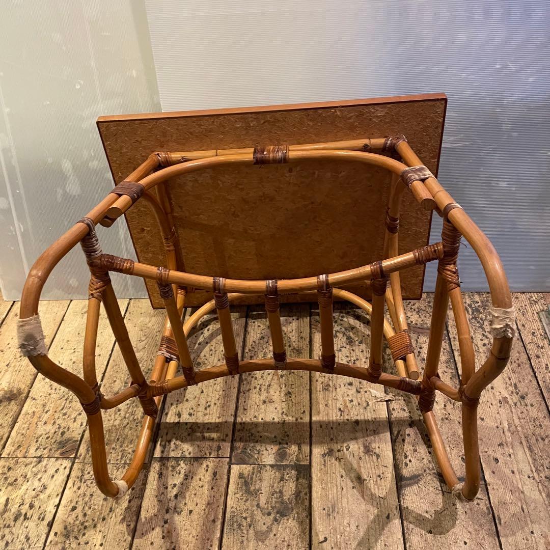 サイドテーブル　机　ラタン　古民具　年代物　和風　昭和レトロ　インテリア　家具