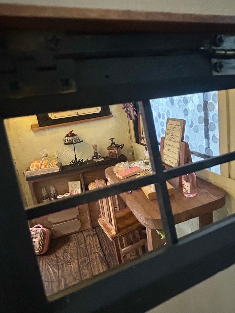 木製ミニチュアハウス⭐︎ドールハウス⭐︎背景ボード⭐︎ハンドメイド小物類一式セット