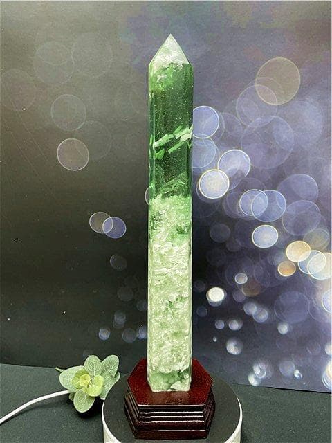 約410mm 1590g超綺麗雪花オブシディアン六角柱B86Z2/179Z12B