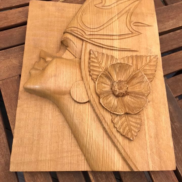 アイヌ 木彫り 特大 アイヌ彫り 壁掛け 木彫 - メルカリ