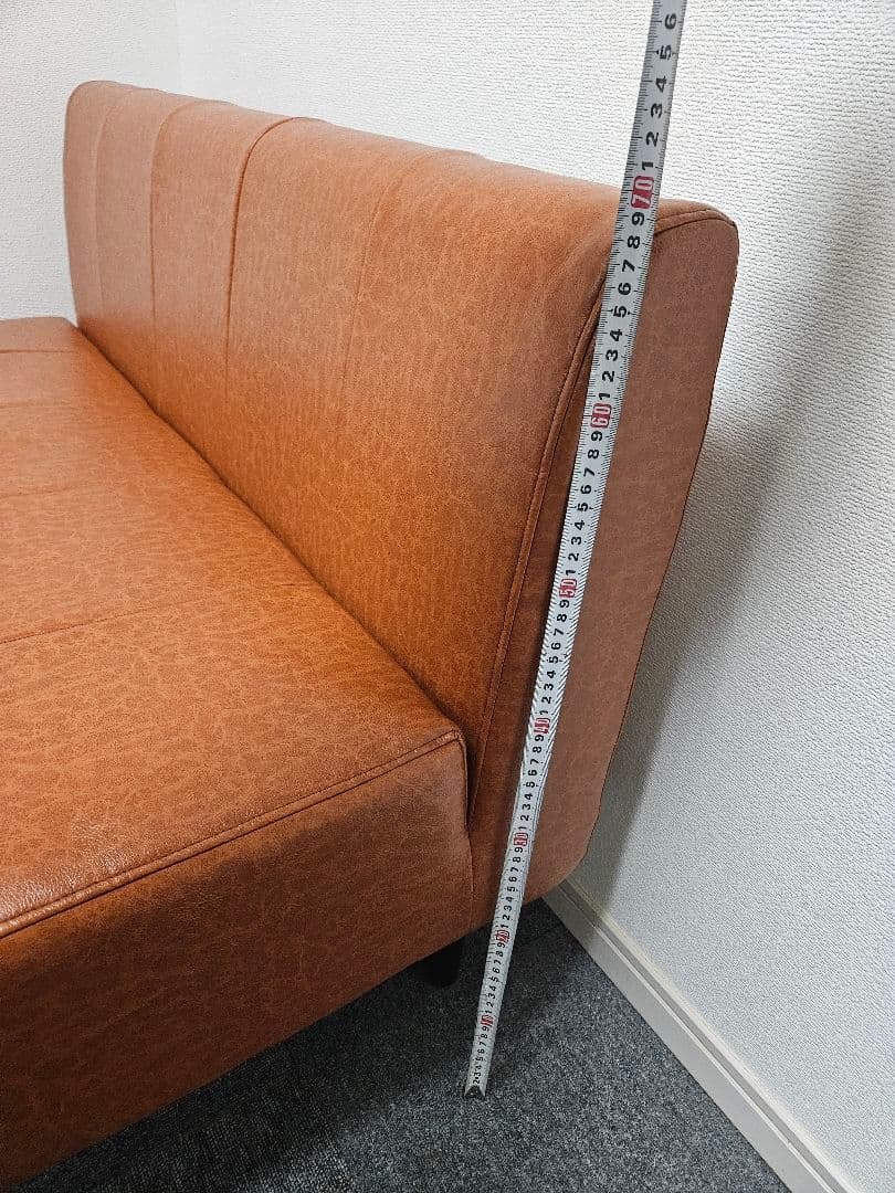 引取限定　ブラウン合成皮革2人掛けソファ　セルタン