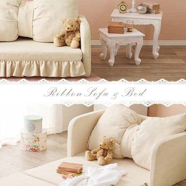 2WAY ソファ ベッド 約幅110cm アイボリー 肘付き インテリア家具