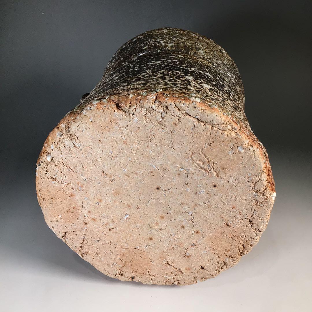 Ｎ６６６　水指　『信楽焼』『普門窯　小川青峰造』『耳付水指』　共箱　茶道具