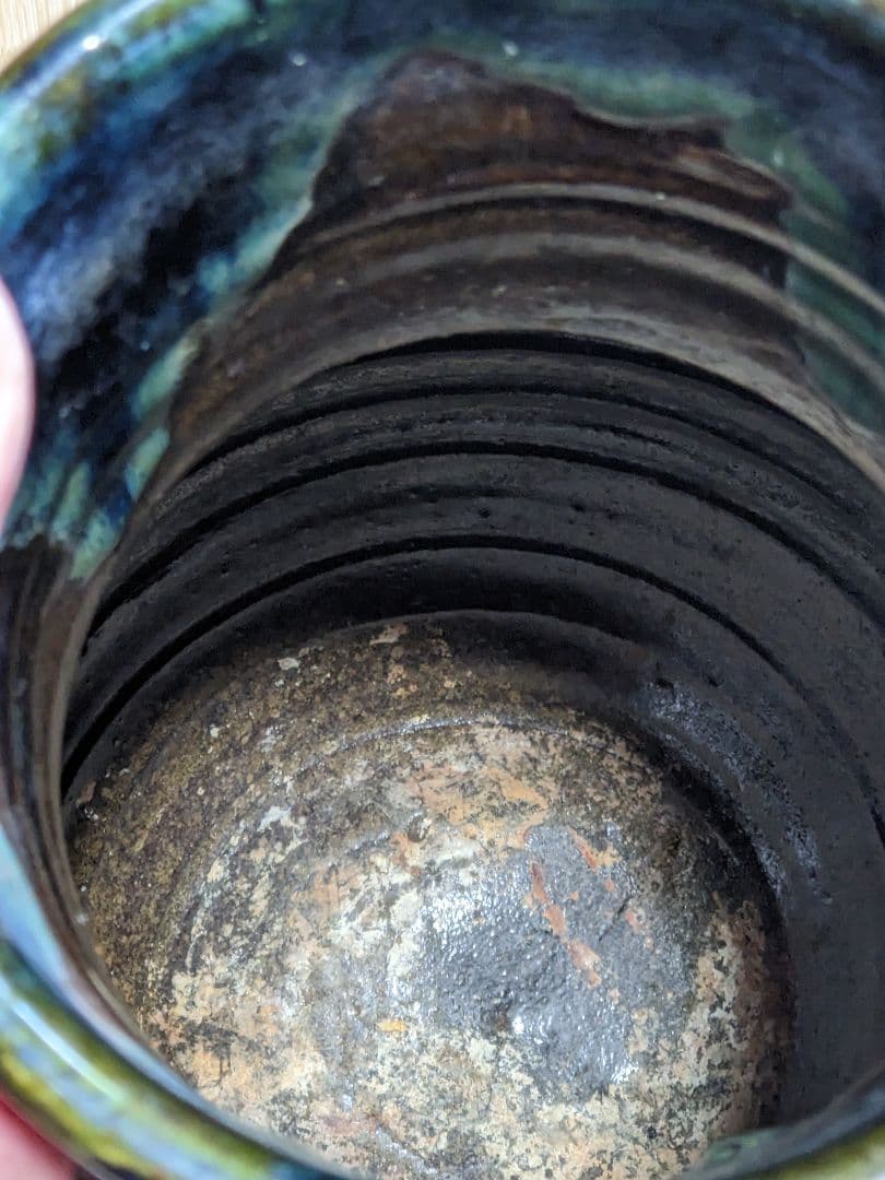 ♢琉球 飴釉掻落し 魚紋文様 双耳壺 瓶 沖縄花瓶 珍物珍品 古美術品