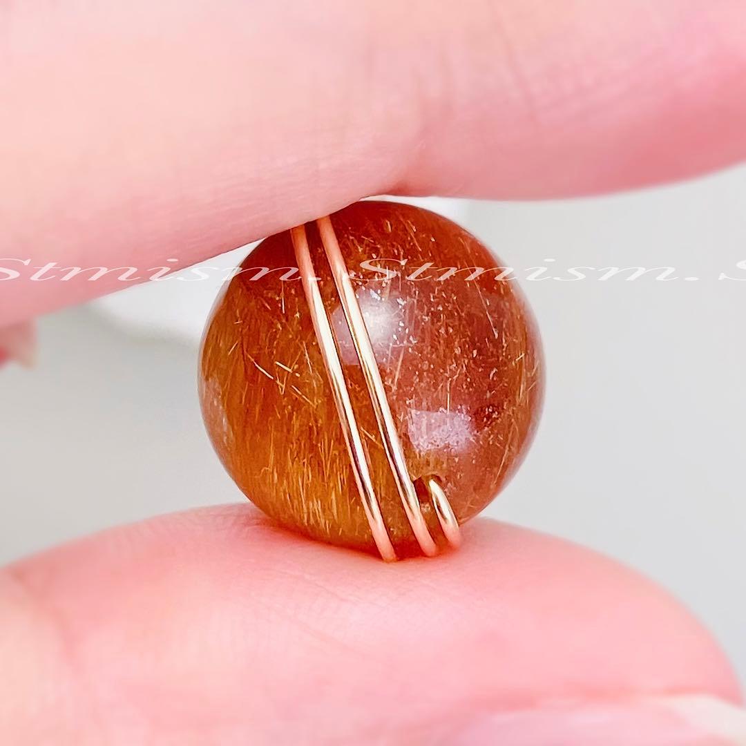 14kgfペンダントトップ / 13mm オレンジブラウン　レッドルチルクォーツ