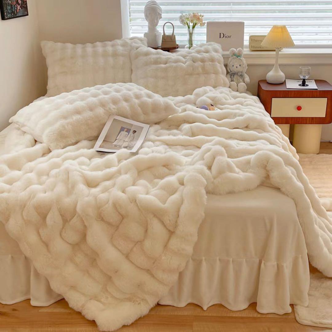 ホワイトフリースカバーセット クイーンサイズ