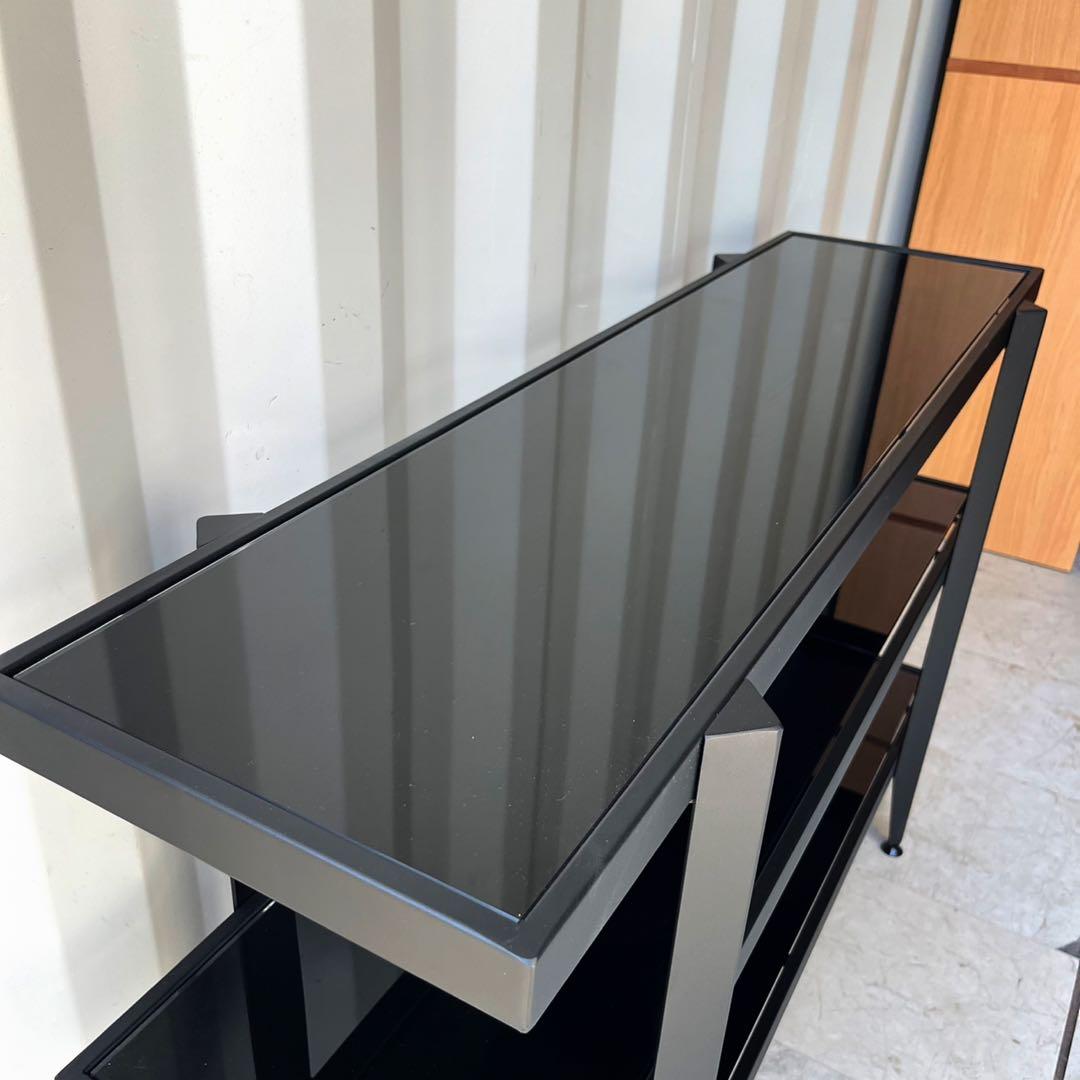 取付無料！ブラックスチールフレーム ガラス天板 スタイリッシュオープンシェルフ✨