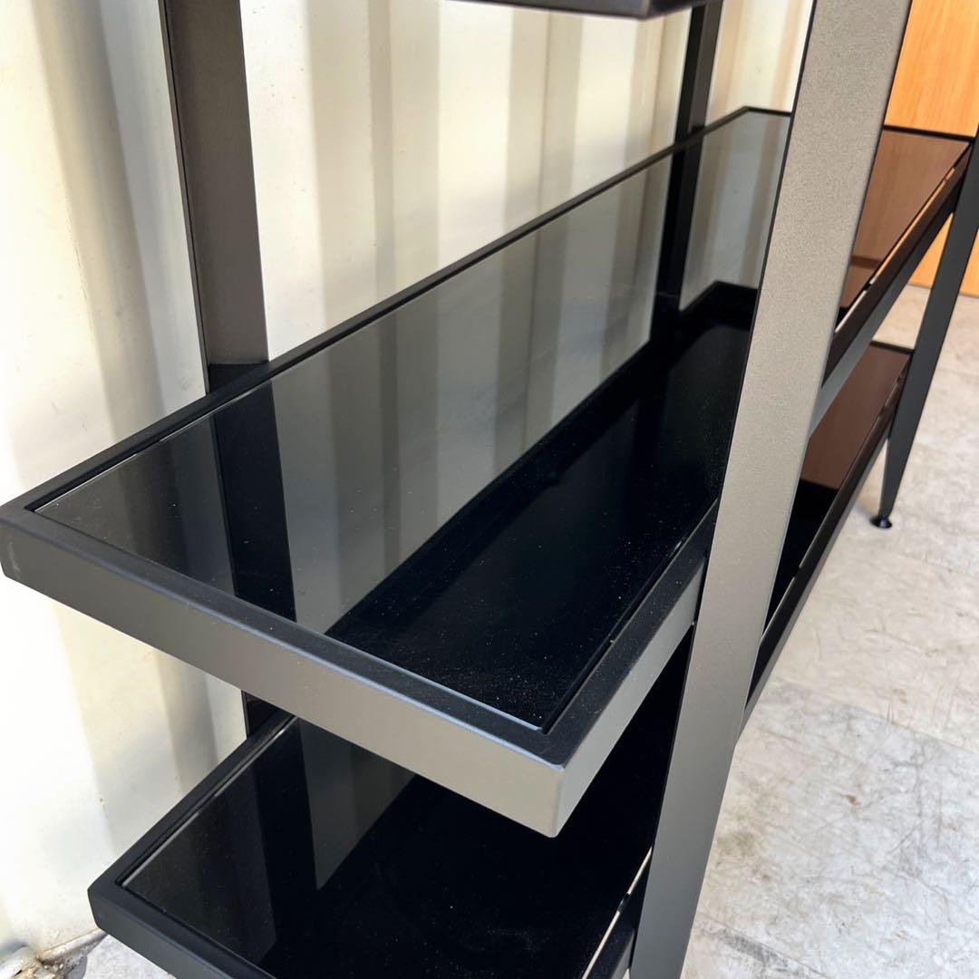 取付無料！ブラックスチールフレーム ガラス天板 スタイリッシュオープンシェルフ✨