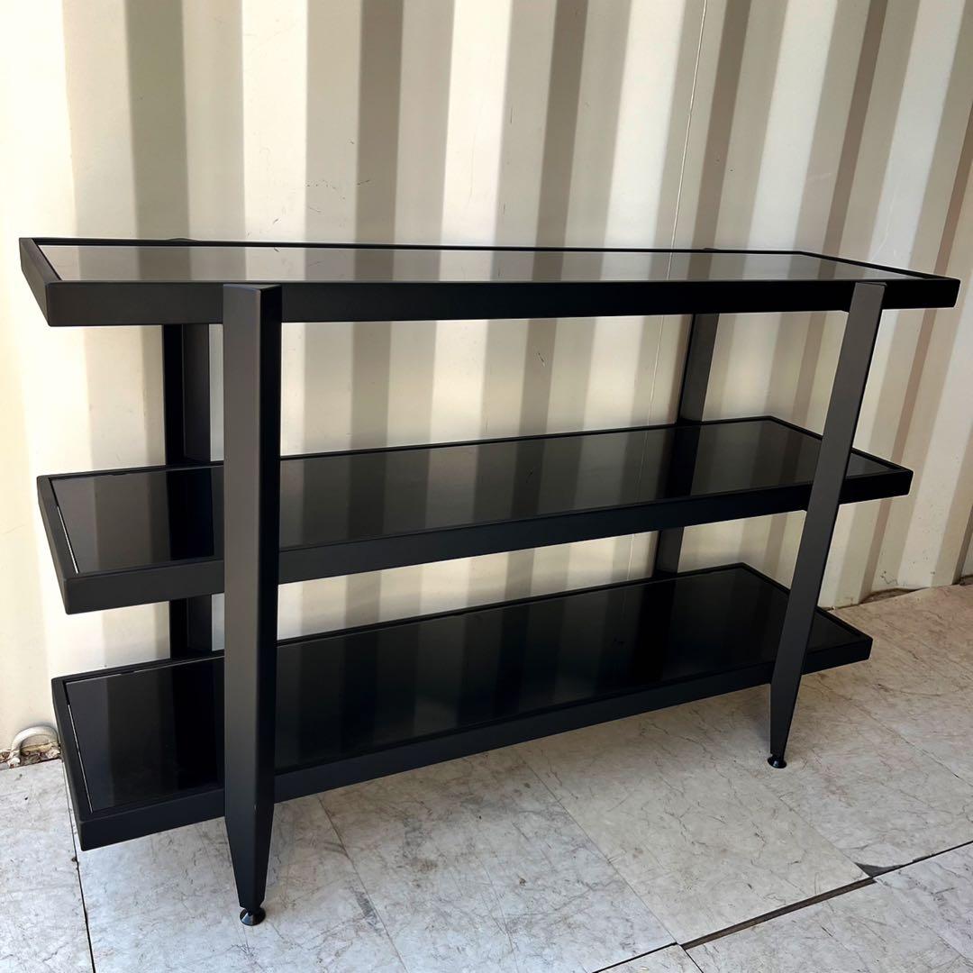 取付無料！ブラックスチールフレーム ガラス天板 スタイリッシュオープンシェルフ✨