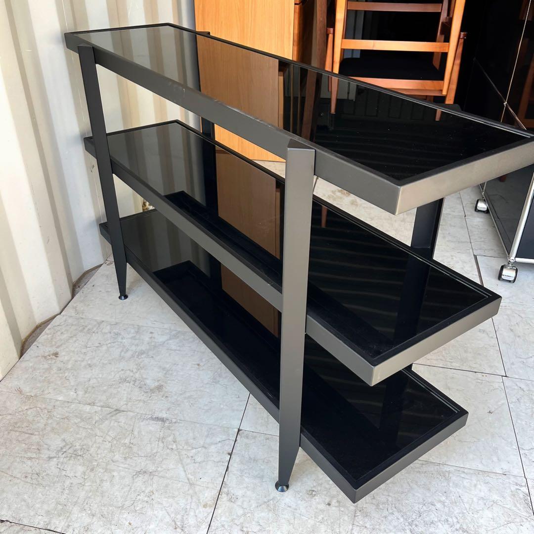 取付無料！ブラックスチールフレーム ガラス天板 スタイリッシュオープンシェルフ✨