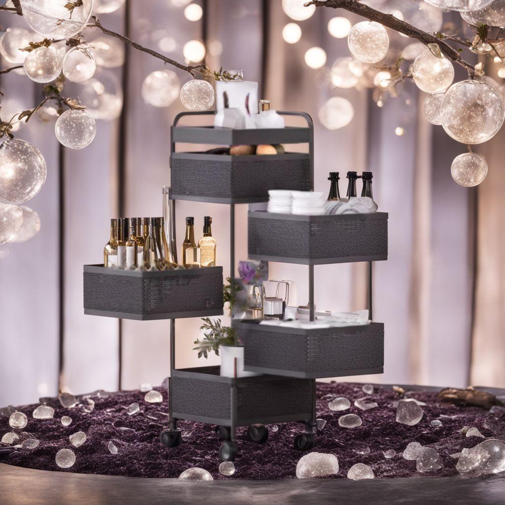 収納ラック 5段キャスター付き天板付き 回転 小物入れ