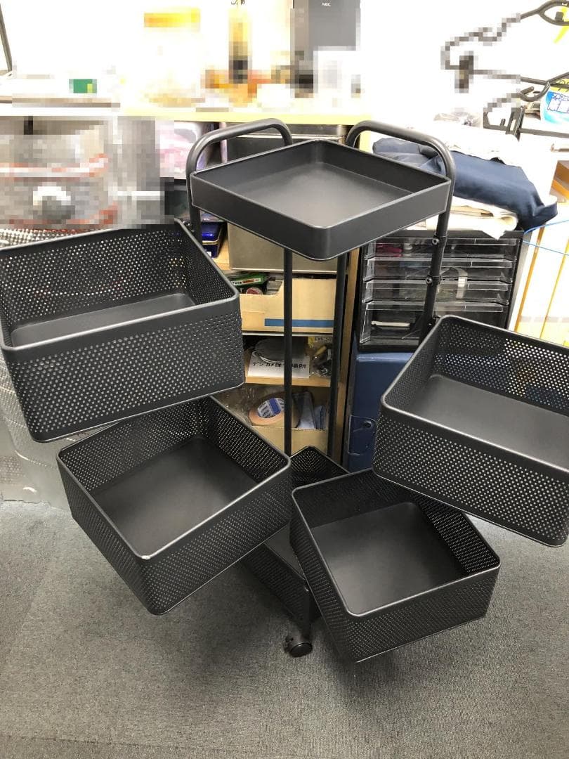 収納ラック 5段キャスター付き天板付き 回転 小物入れ