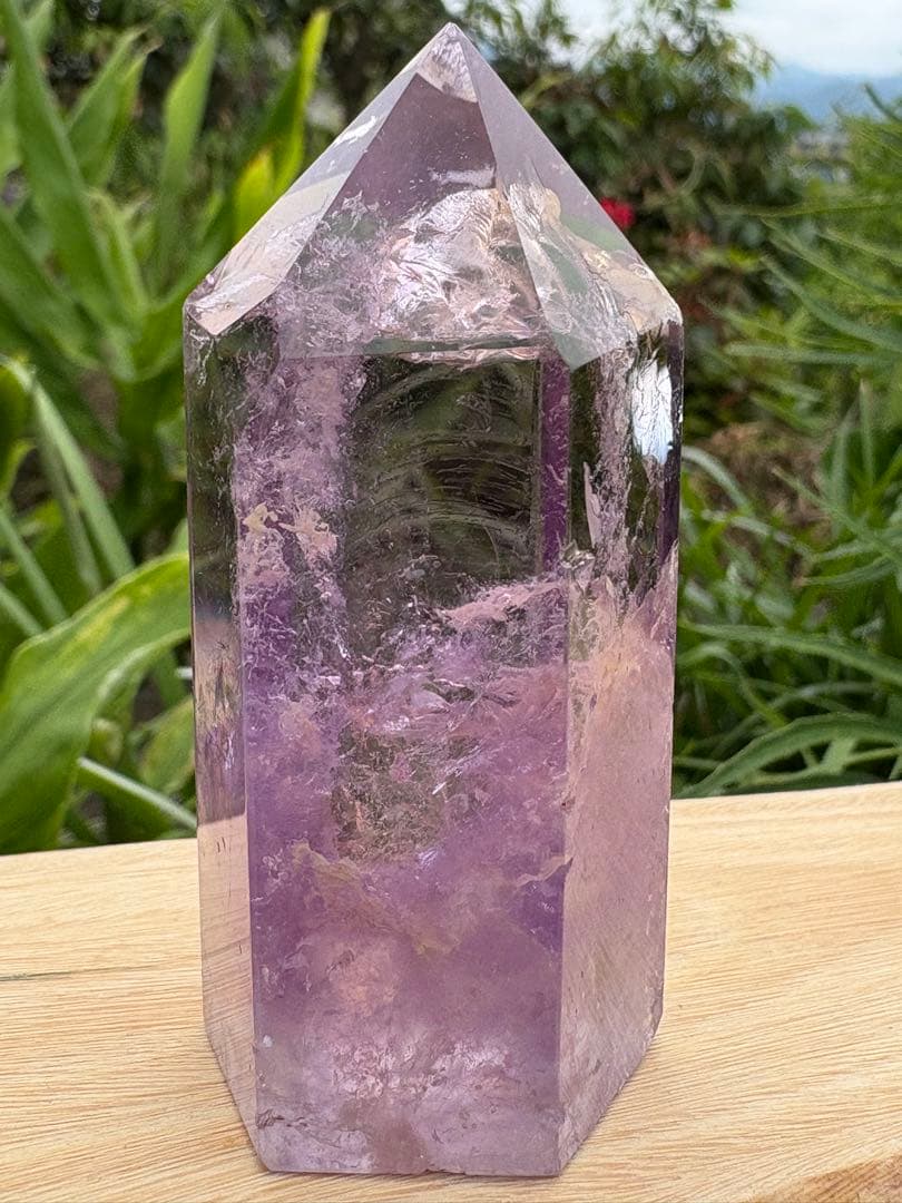 ❤️レア❗️虹　雲母入り　紫骸骨水晶 エレスチャルクォーツ　アメジスト 柱