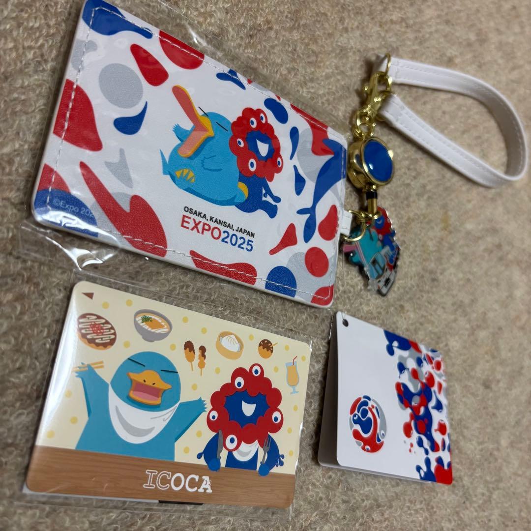 万博 記念ICOCA カード 合皮パスケース 記念切手 ミャクミャク 5点