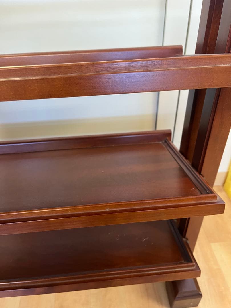 【昭和レトロ】マガジンラック　アンティーク　木製　新聞ラック　キャビネット　3段