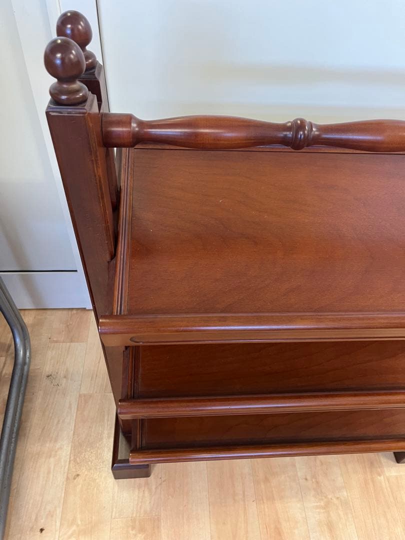 【昭和レトロ】マガジンラック　アンティーク　木製　新聞ラック　キャビネット　3段