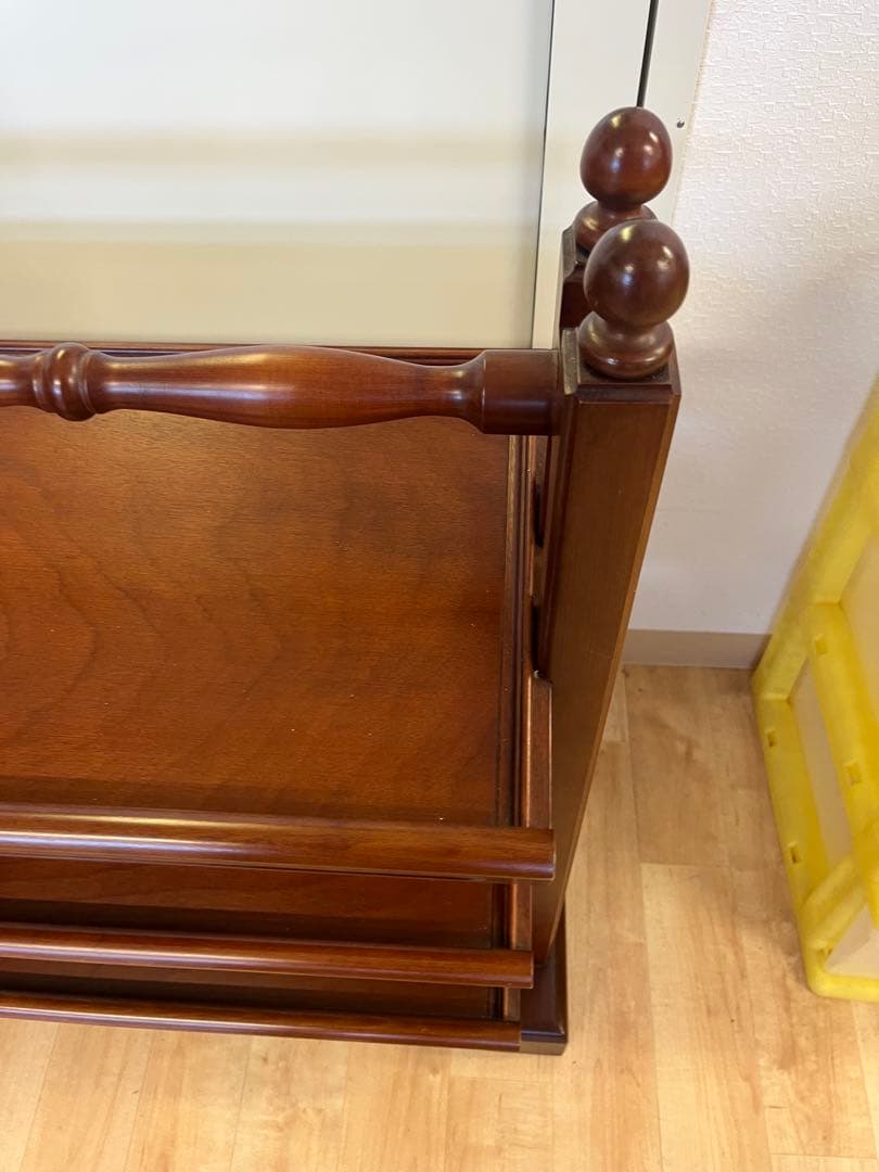 【昭和レトロ】マガジンラック　アンティーク　木製　新聞ラック　キャビネット　3段