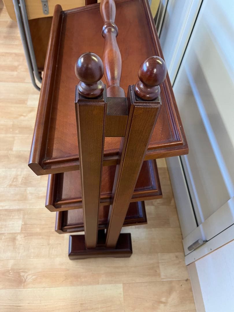 【昭和レトロ】マガジンラック　アンティーク　木製　新聞ラック　キャビネット　3段