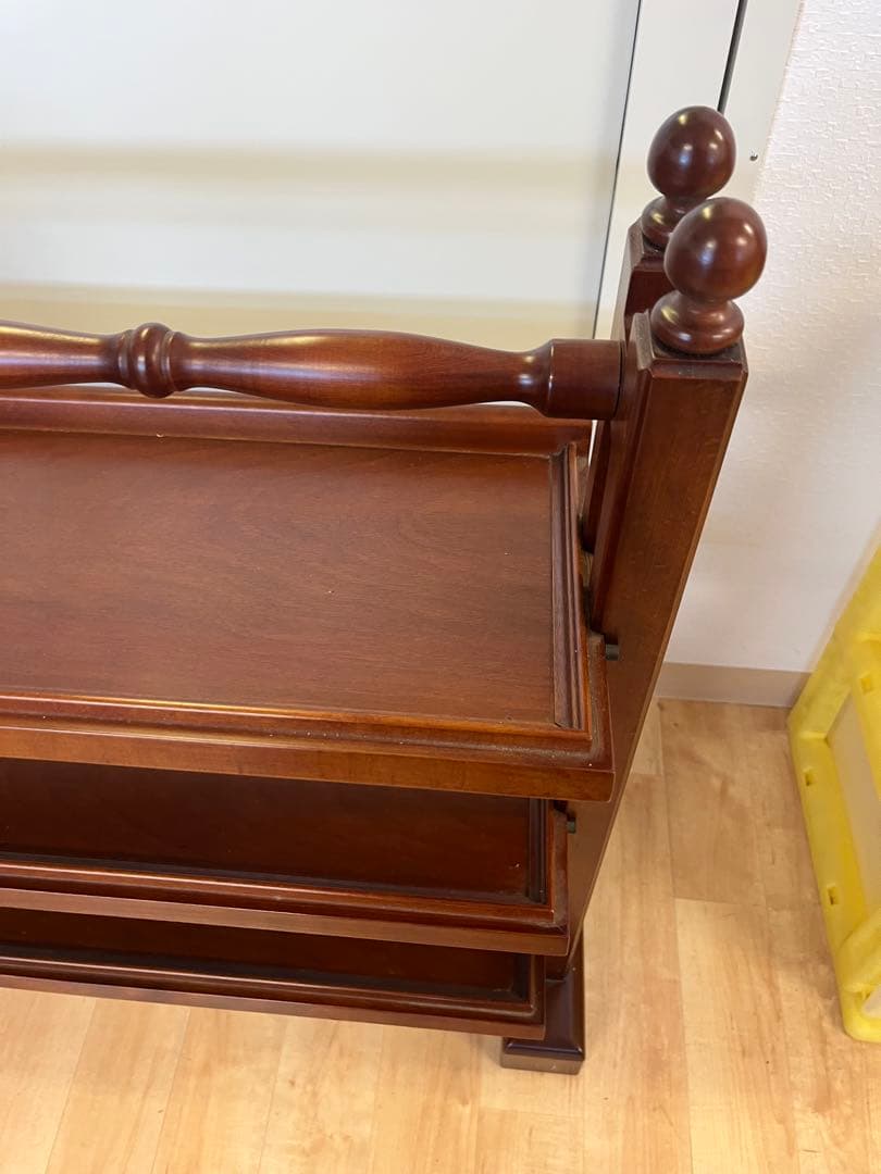 【昭和レトロ】マガジンラック　アンティーク　木製　新聞ラック　キャビネット　3段