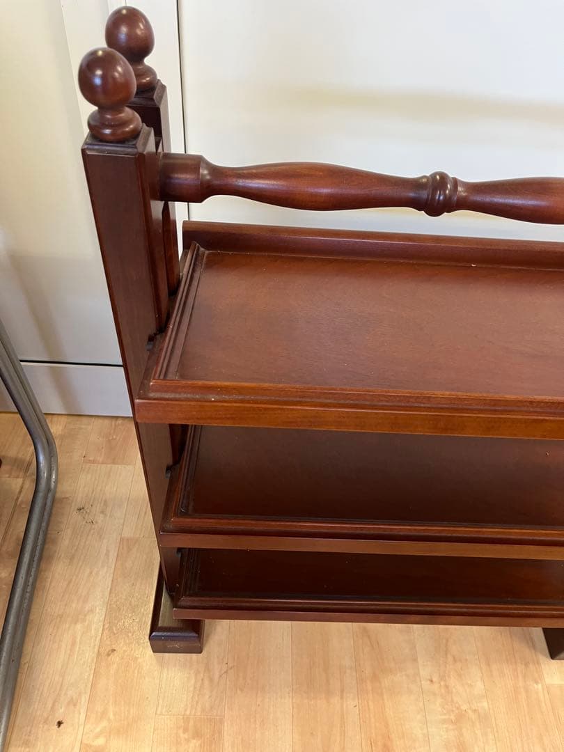 【昭和レトロ】マガジンラック　アンティーク　木製　新聞ラック　キャビネット　3段