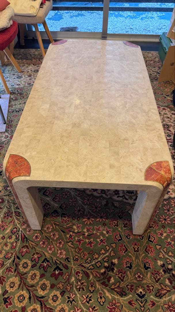 マーブル調ローテーブル