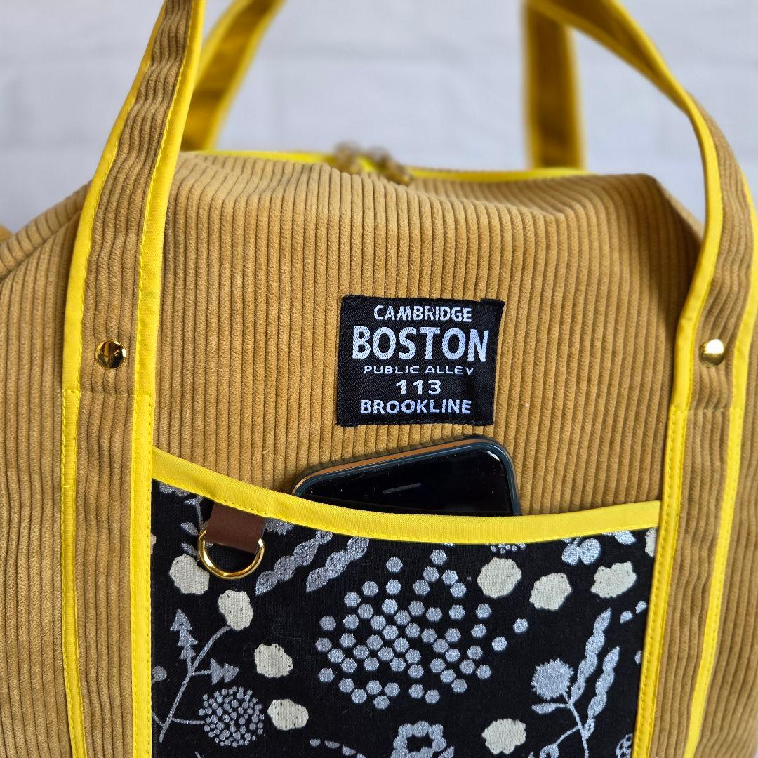 JUNE様　丸型ボストンバッグ　コーディロイ　　ハンドメイド