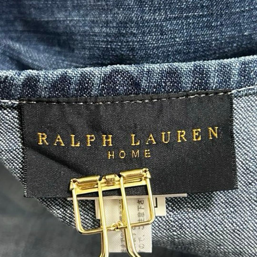 1262【ラルフローレンホーム】エプロン デニム インディゴ ロゴ 綿100%