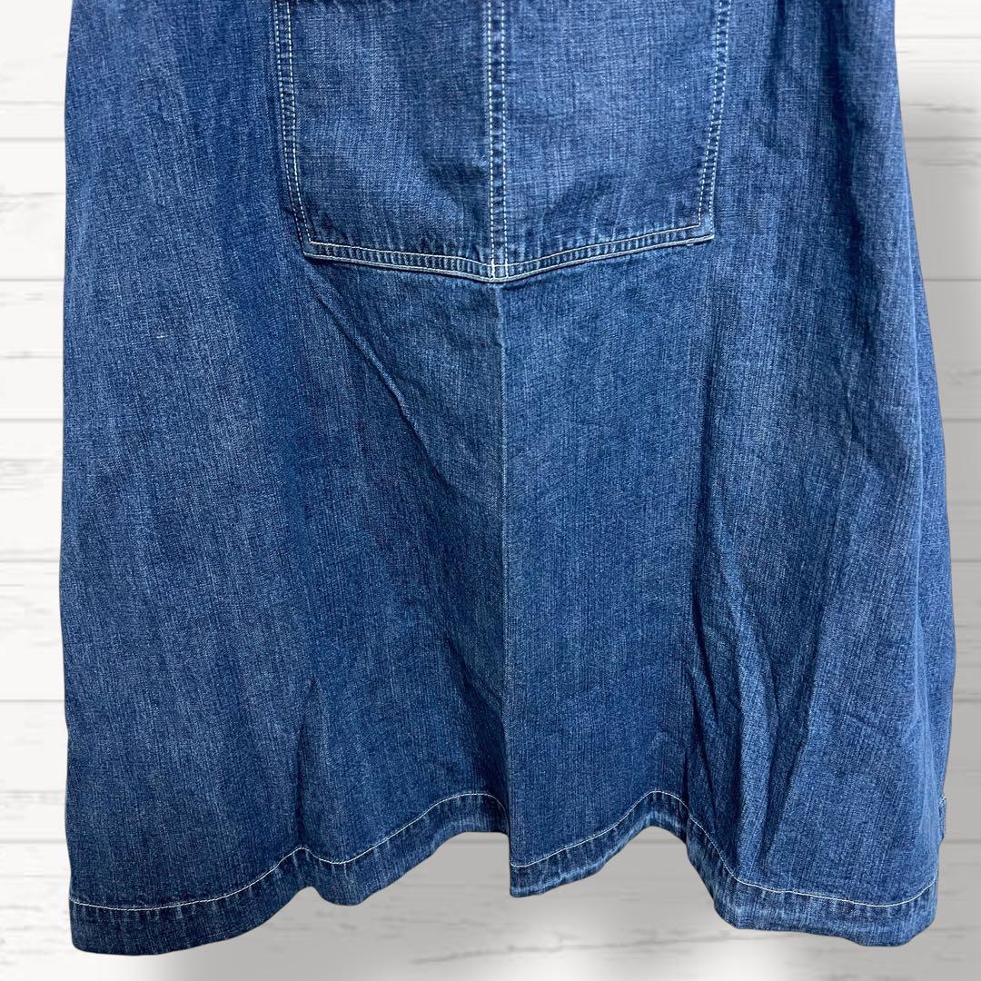 1262【ラルフローレンホーム】エプロン デニム インディゴ ロゴ 綿100%