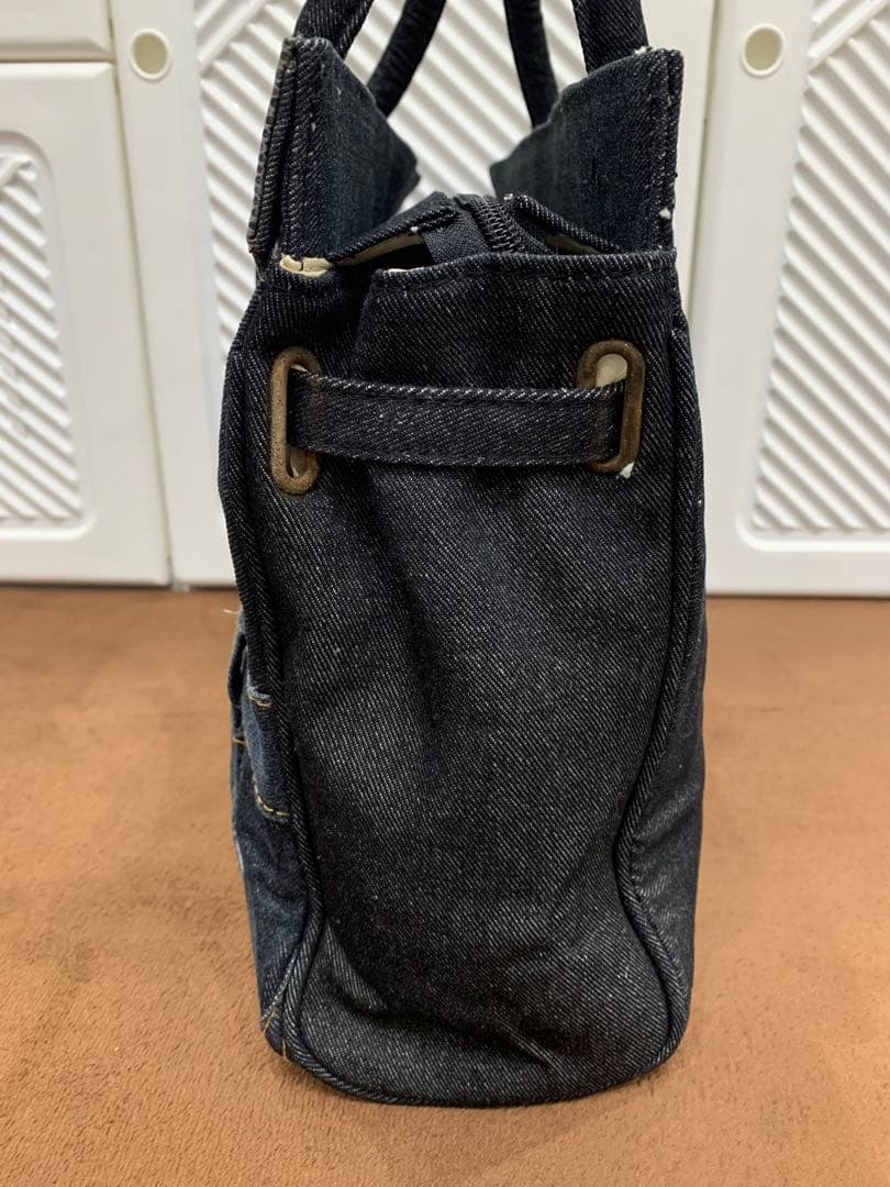 デニム ハンドバッグ ベルト リメイク ジーンズ 鍵付 南京錠