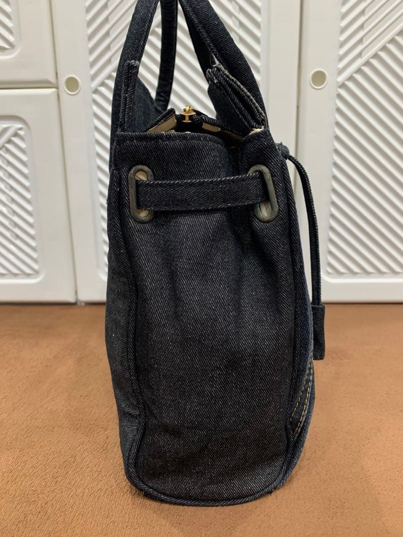 デニム ハンドバッグ ベルト リメイク ジーンズ 鍵付 南京錠