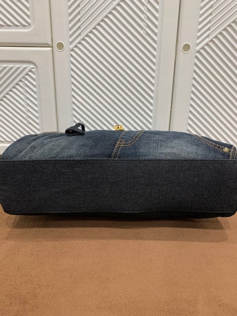 デニム ハンドバッグ ベルト リメイク ジーンズ 鍵付 南京錠