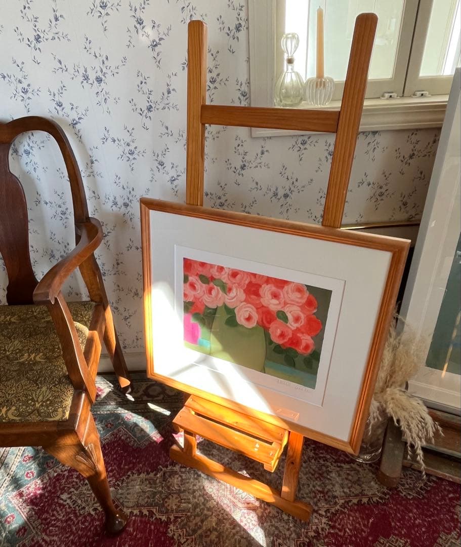 新品額入り　限定版画　ジニー・キム　直筆サイン、ED、証明書あり　薔薇　オレンジ