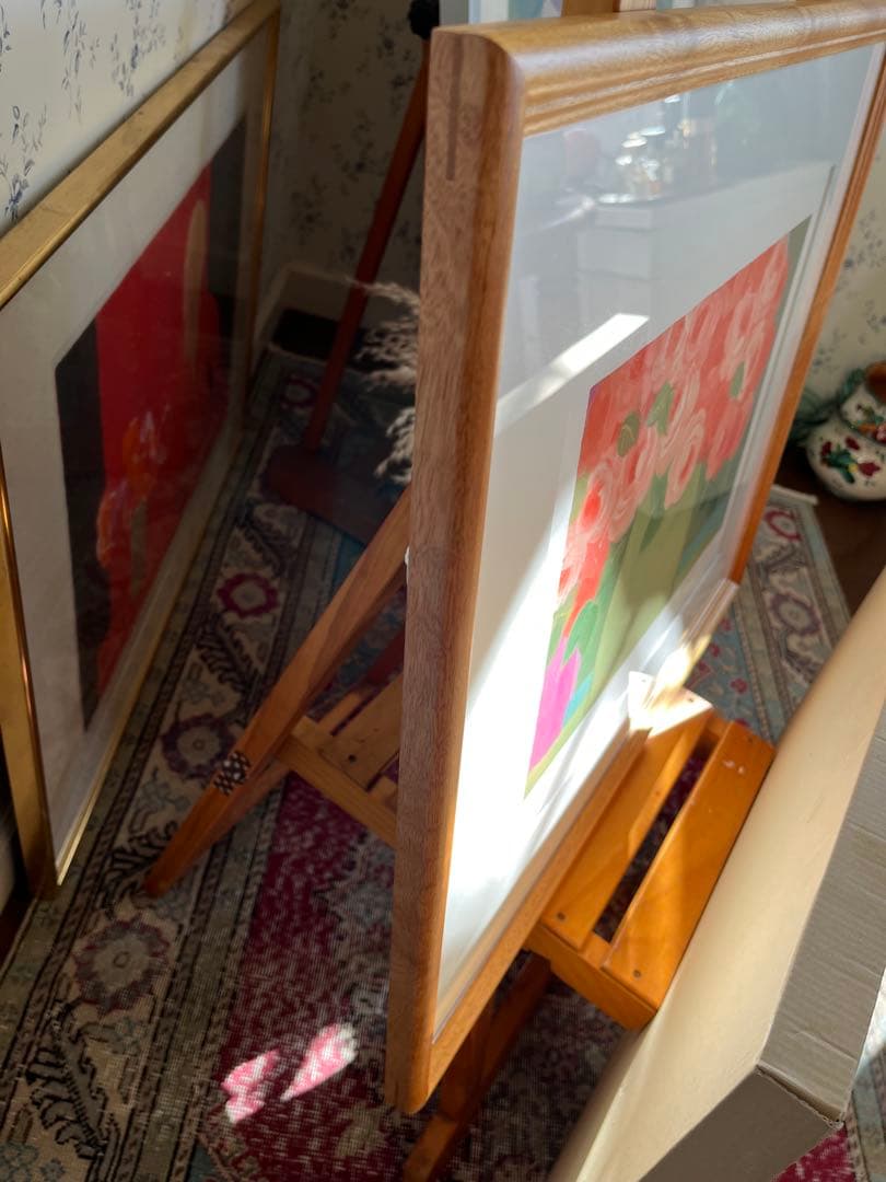 新品額入り　限定版画　ジニー・キム　直筆サイン、ED、証明書あり　薔薇　オレンジ