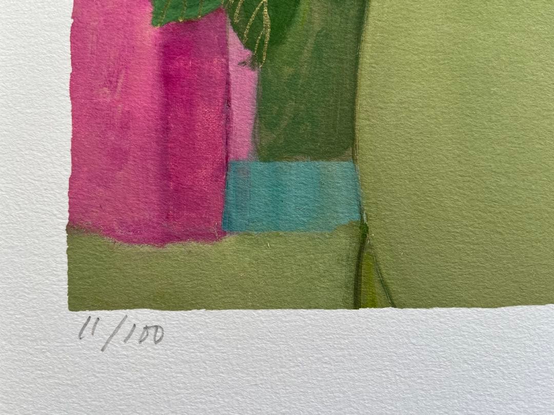 新品額入り　限定版画　ジニー・キム　直筆サイン、ED、証明書あり　薔薇　オレンジ