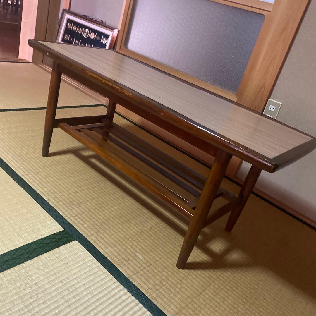 木製ローテーブル 約105cm x 46cm ビンテージ　昭和レトロ　洋間
