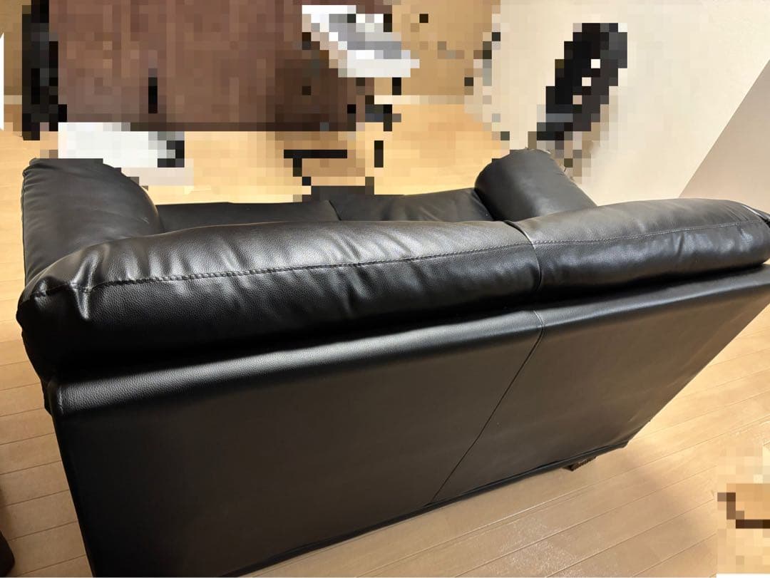 【値下げ中】本革(黒) 2人掛けソフ