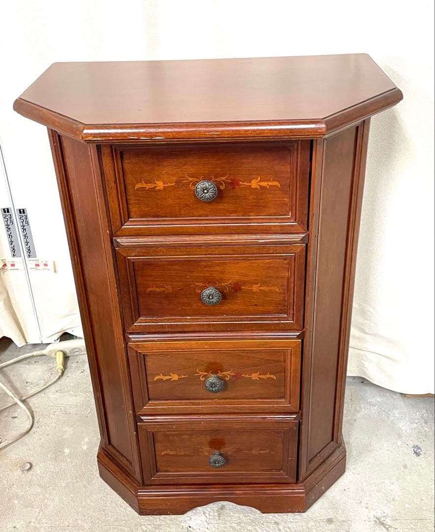 6角チェスト 引き出し キャビネット 電話台 アンティーク イタリア