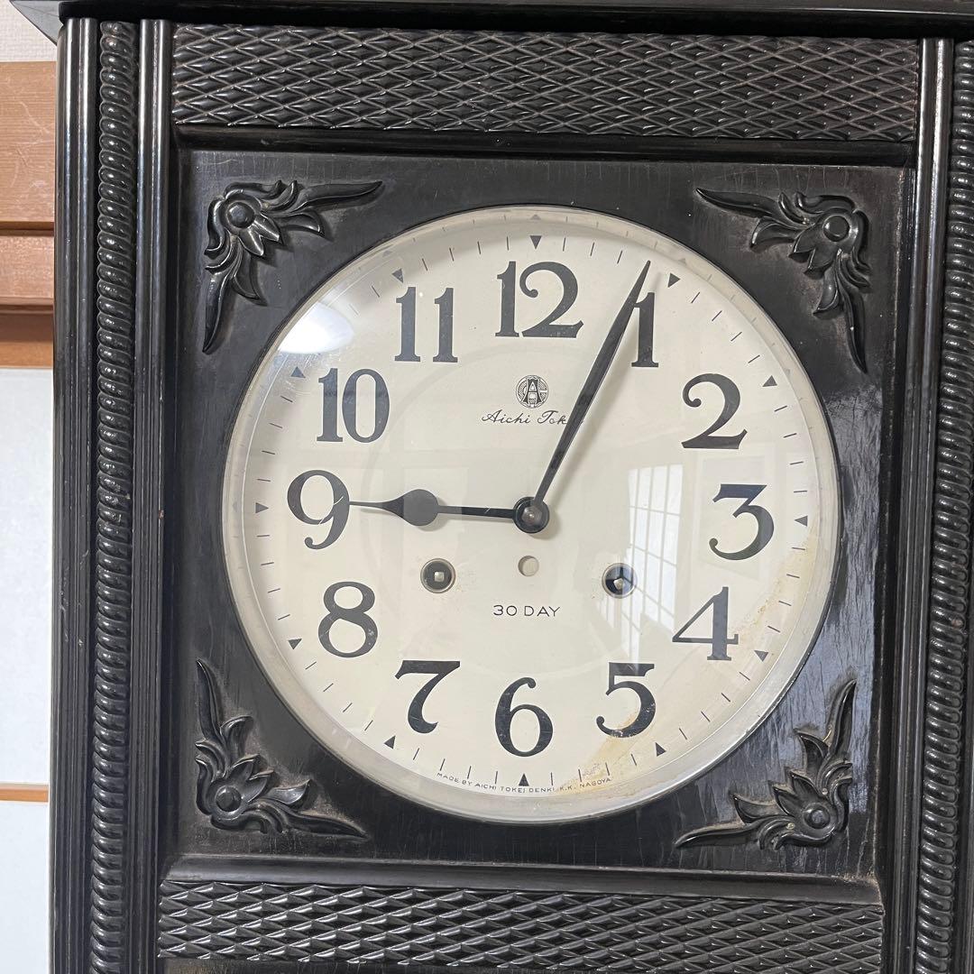 Aichi 30 DAY 愛知柱時計　ゼンマイ式　木製掛時計 黒