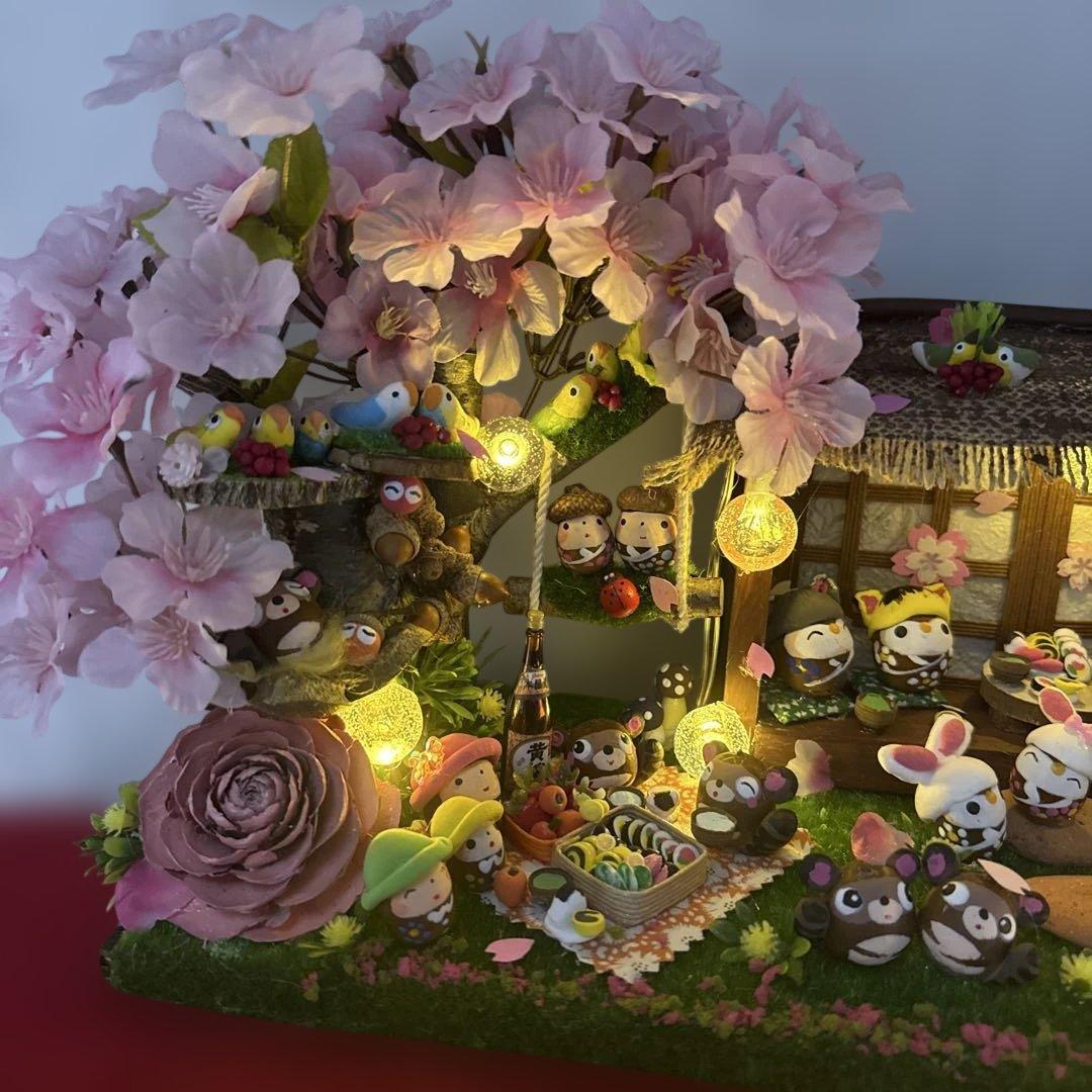 どんぐりアート♡春らんまん皆んなで仲良くお花見BIGオブジェ♡ - メルカリ