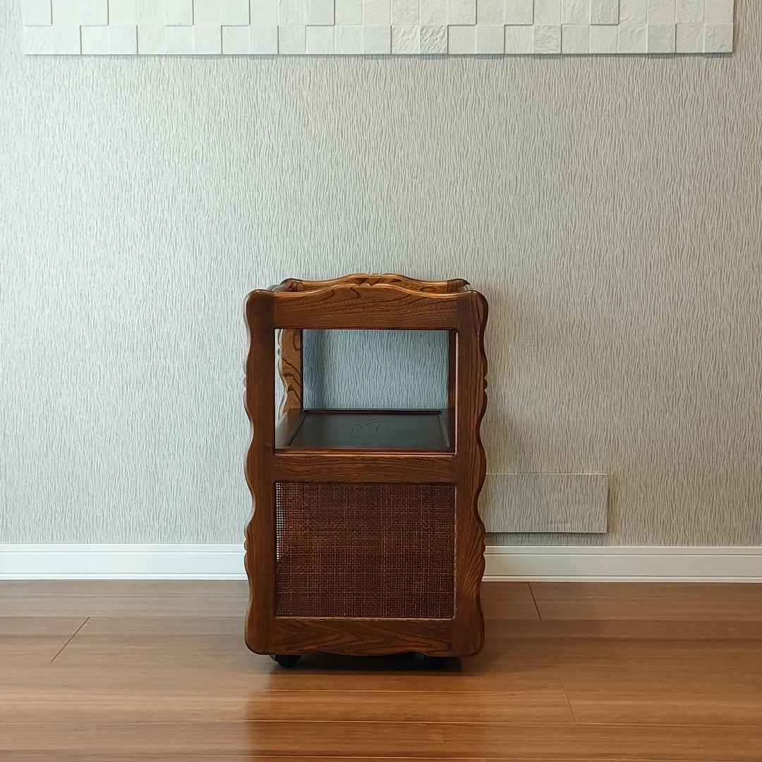 カリモク　キッチンワゴン　木製ワゴン　サイドテーブル　キャスター付き