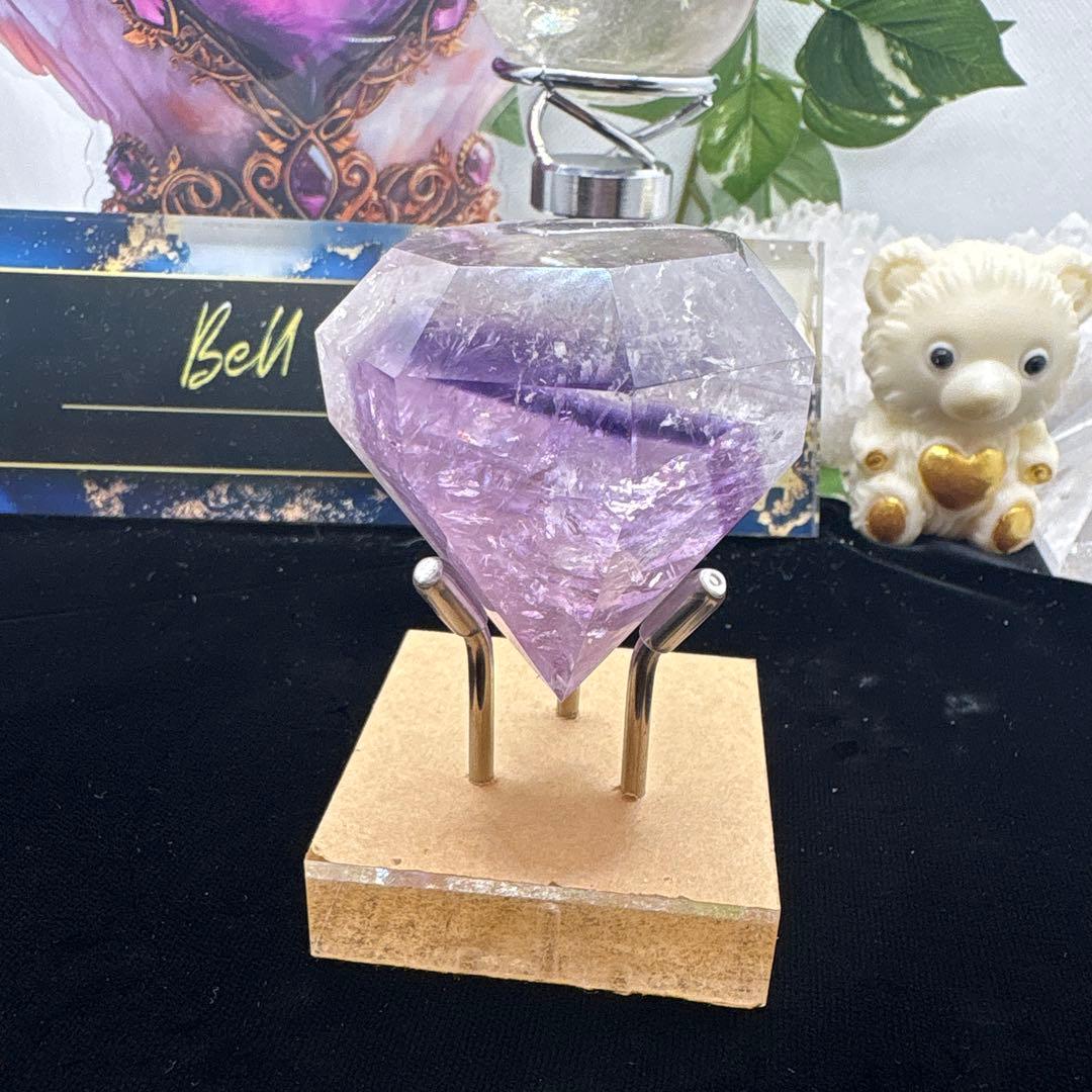 高品質 ファントムアメジストダイヤモンドカットNo.1813