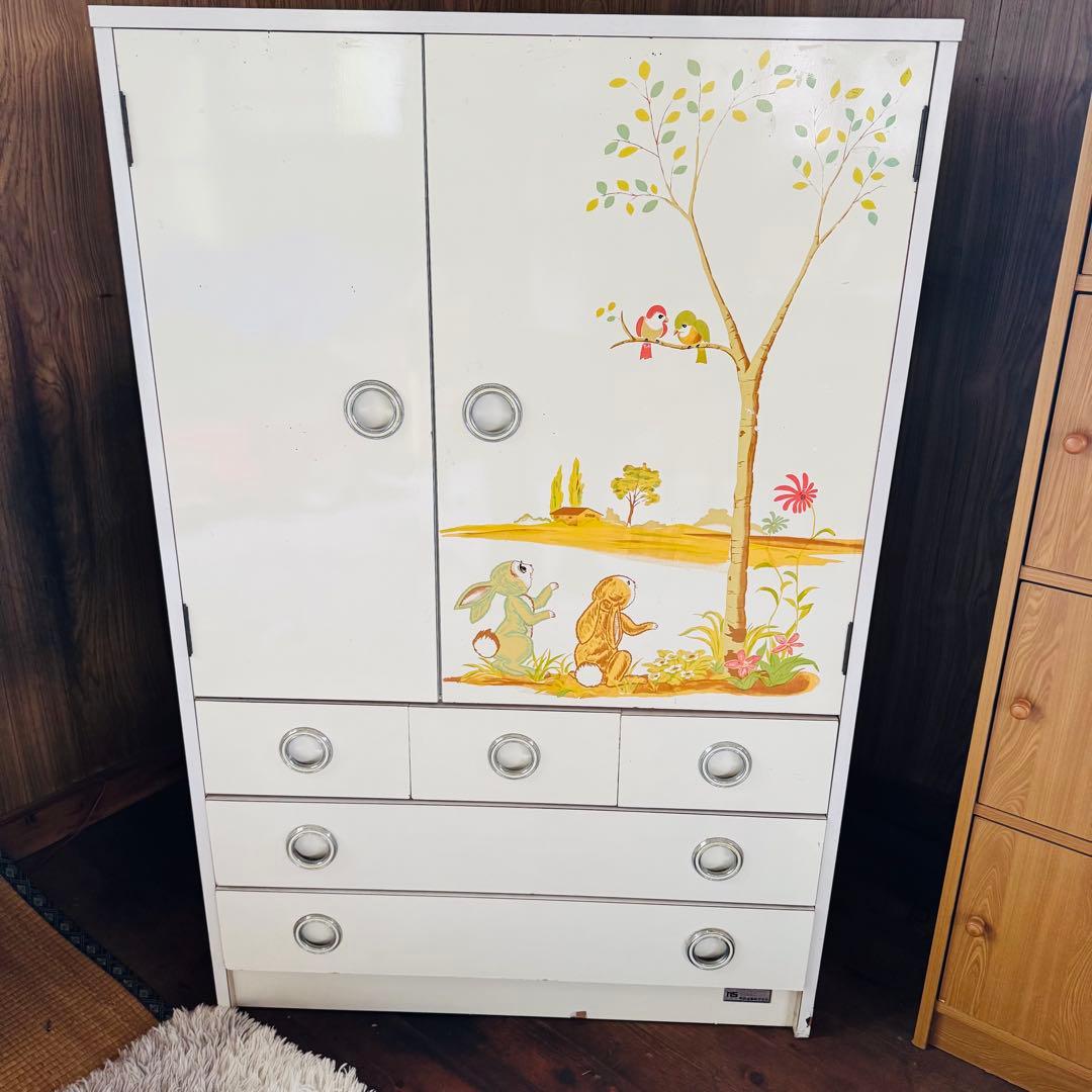 可愛い♡子ども用整理タンス ベビータンス ファンシー 大容量 昭和